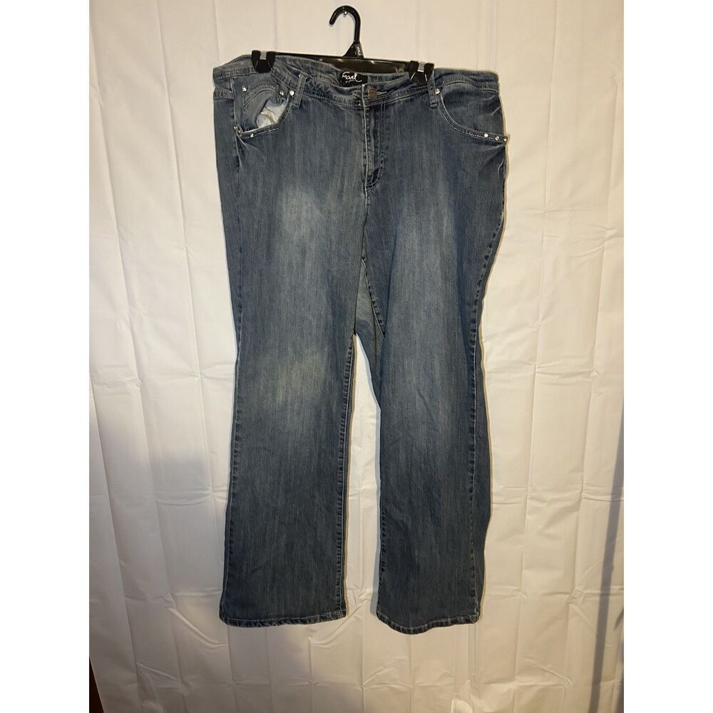 Earl Jean Y2K Rhinestone Bootcut Jeans Womens 20W Blue Studded McBling Plus Size